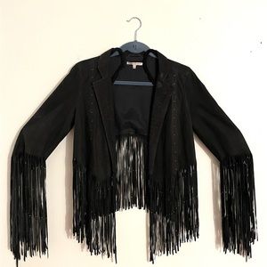 Rebecca Minkoff suede fringe cropped jacket